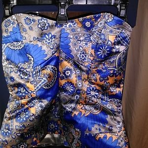 Strapless sweetheart silk top